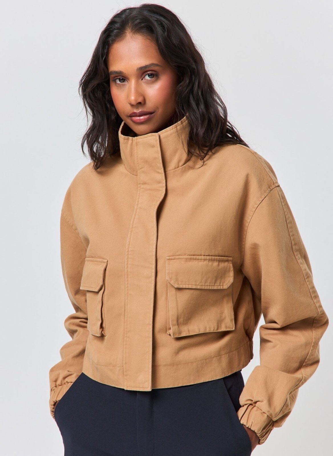 Jaqueta Parka Sarja Bolsos Cargos