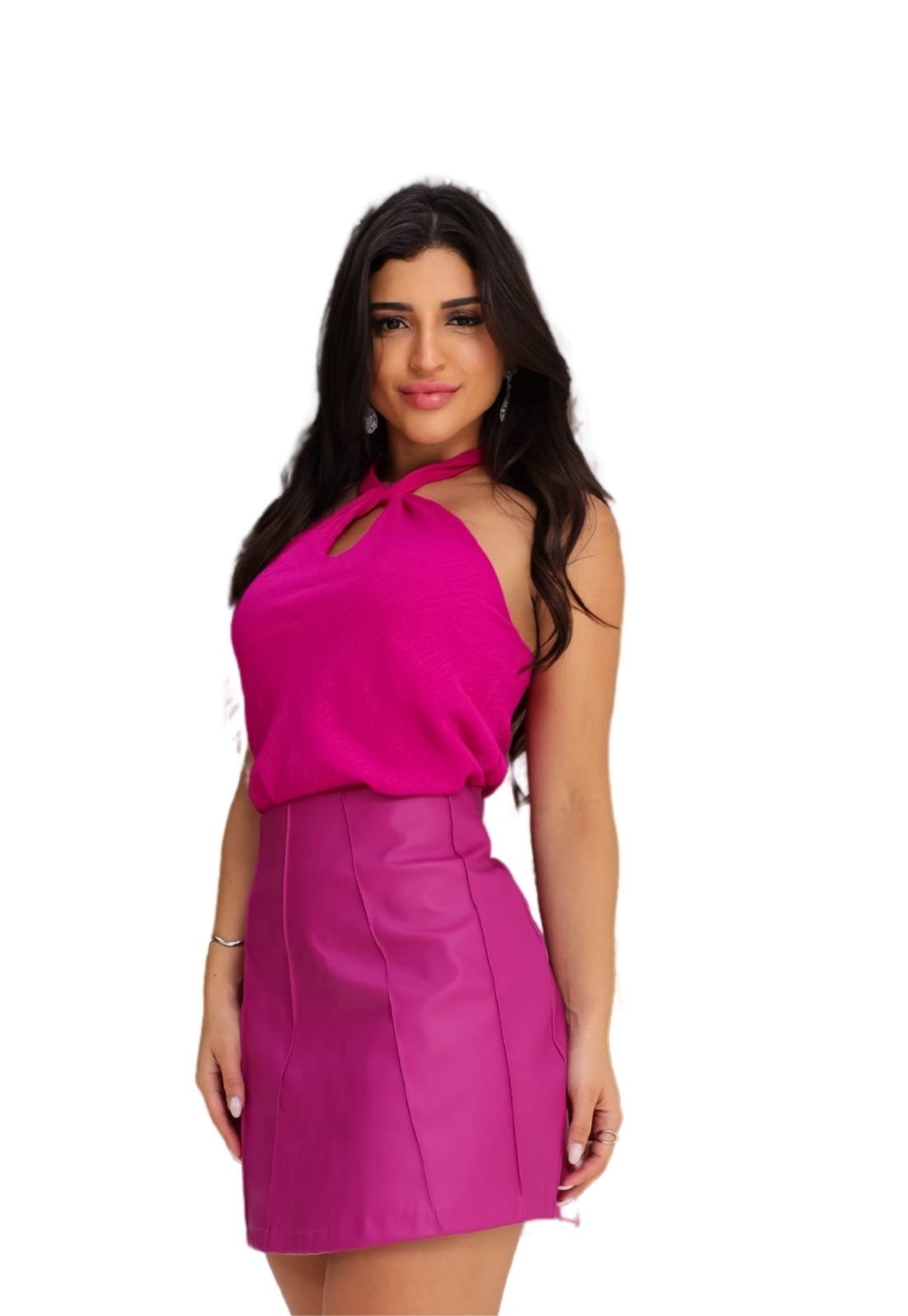 Blusa Cruzada Crepe Duna Luare Fúcsia