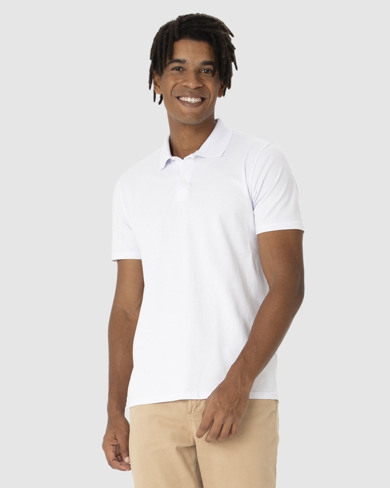 Camisa Polo Básica Masculina Gola Retilínea Em Piquet Stretch