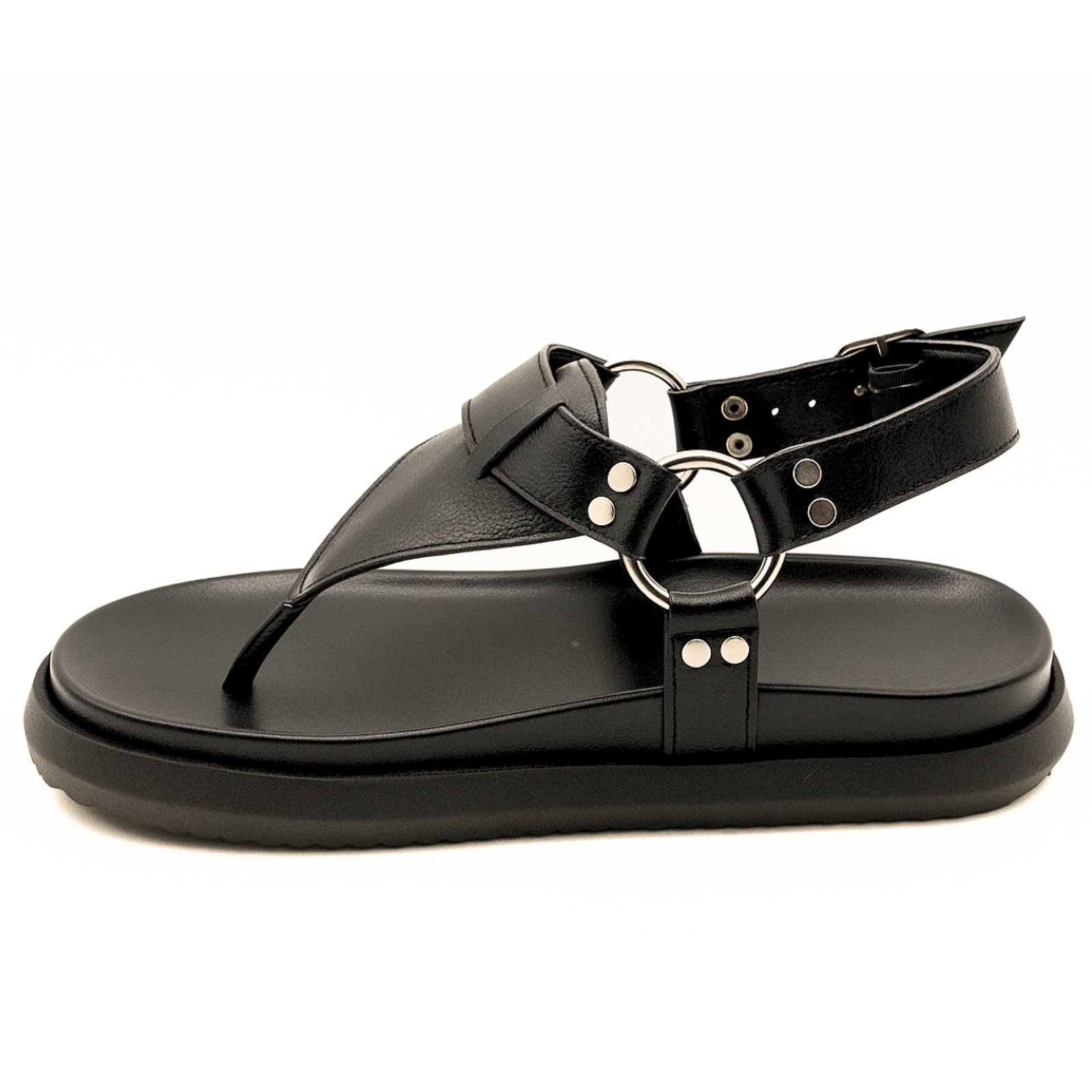 Sandália Papete Dedo Flatform Preta Feminina Elegante Leve 005