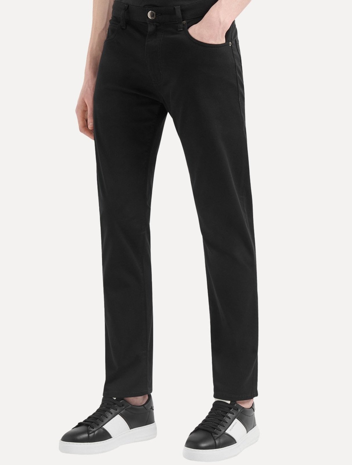 Calça Jeans Empório Armani Masculina J45 Regular Fit Gabardine Stretch Preto