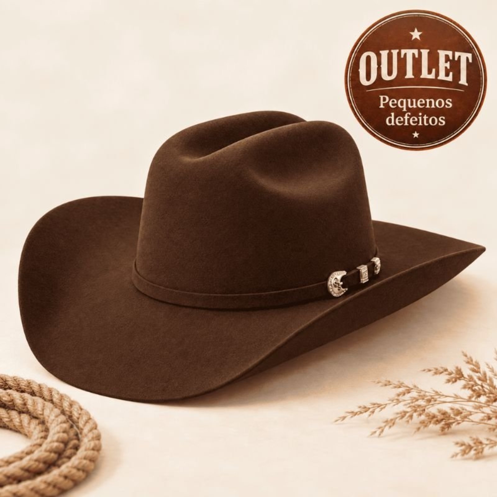 Outlet Chapéu Cowboy Australiano Country Pequenos Defeitos Marrom