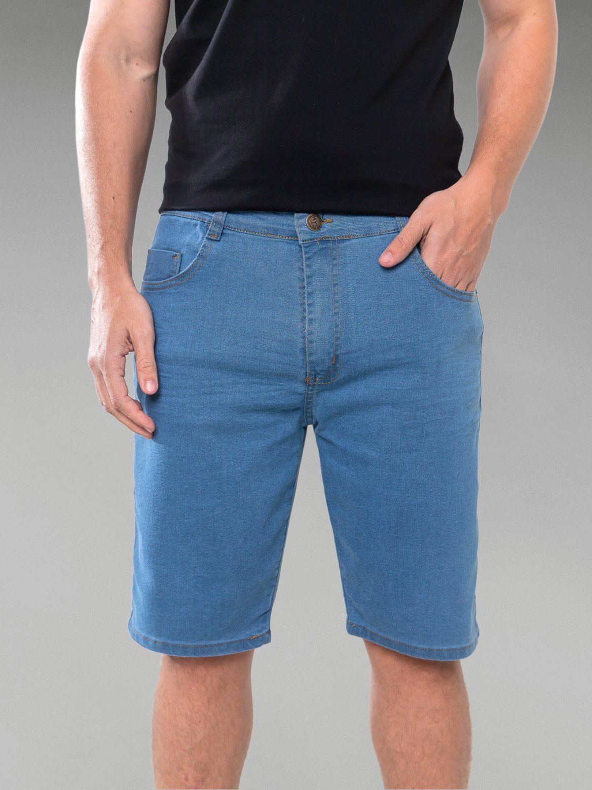 Bermuda Jeans Masculina Tempo Hábil Delave Básica e Confortável