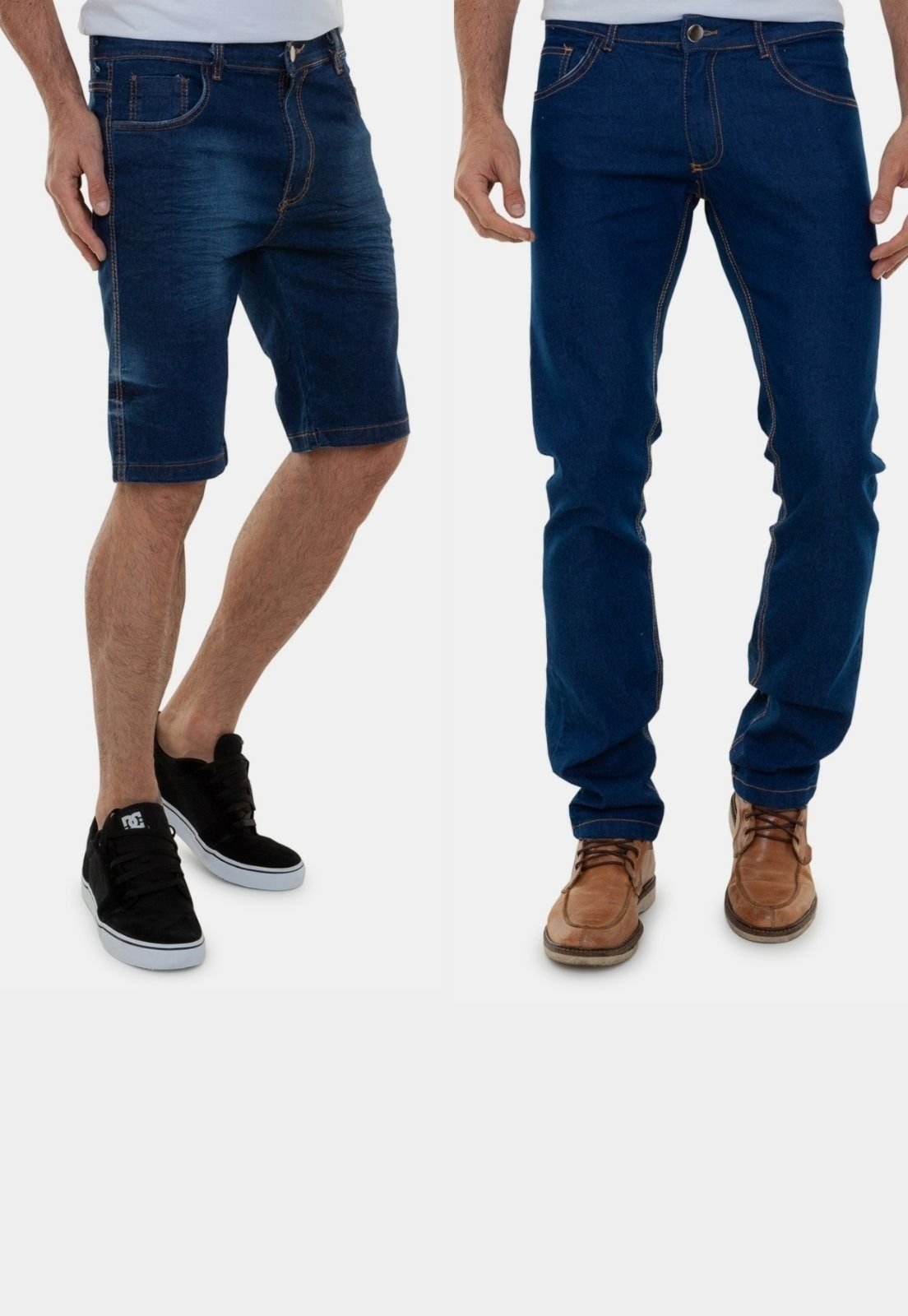 Kit Bermuda Masculina Jeans e Calça Jeans Lavagem Escura Versatti África