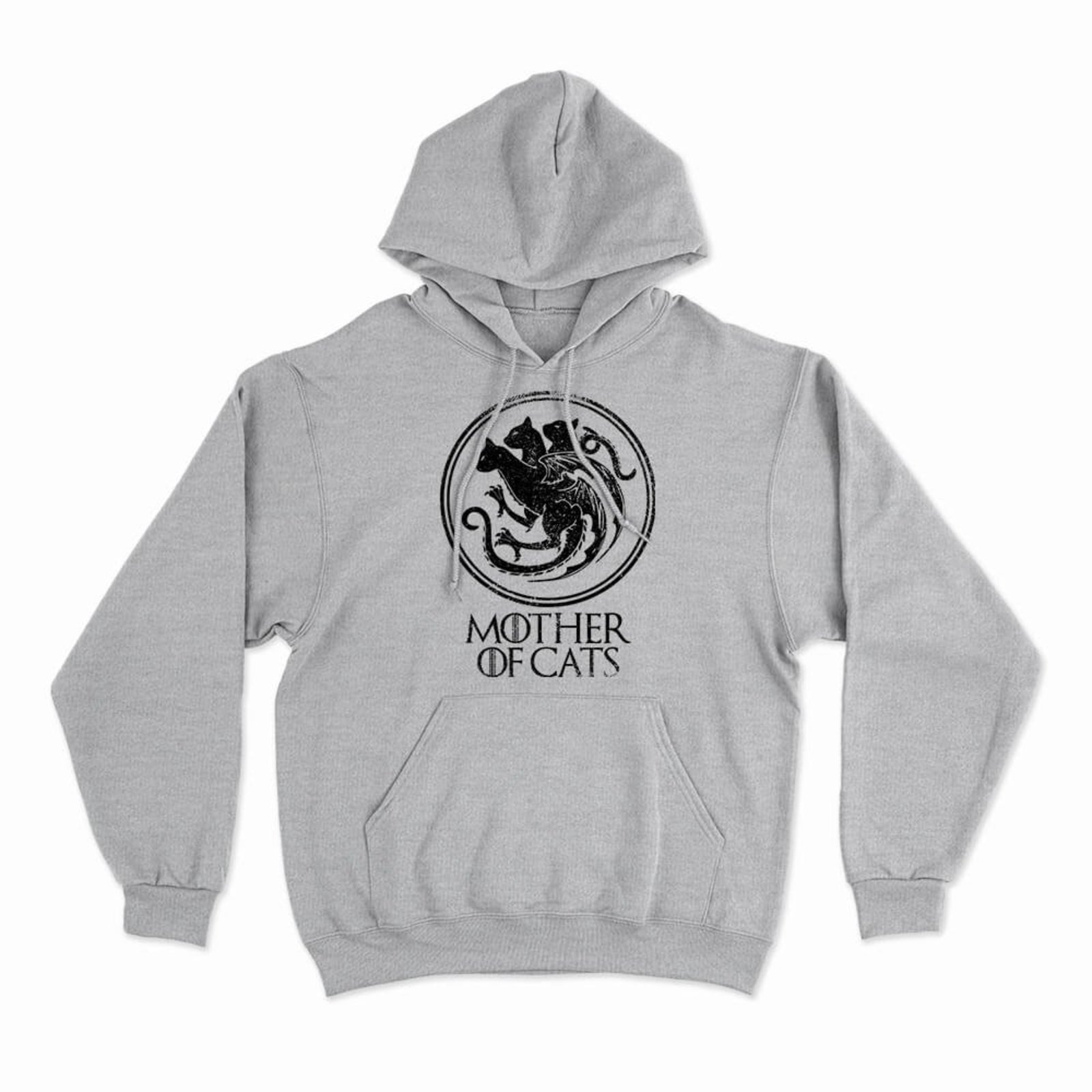 Moletom Com Capuz Mother Of Cats - Mescla Cinza - Casual - Studio Geek