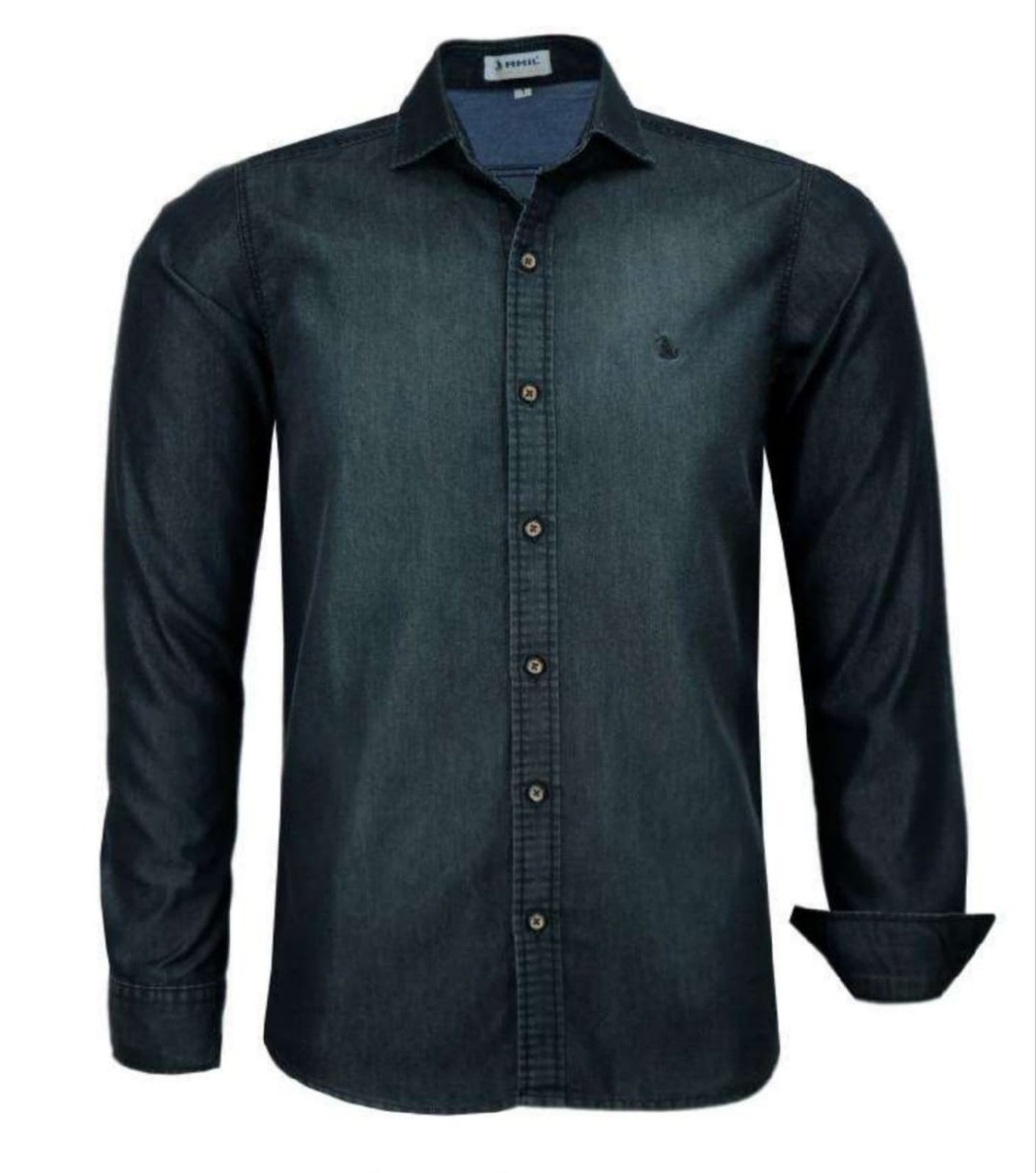 Camisa Jeans Amil Japão Comfort Sem Bolso Lançamento Luxo Preto