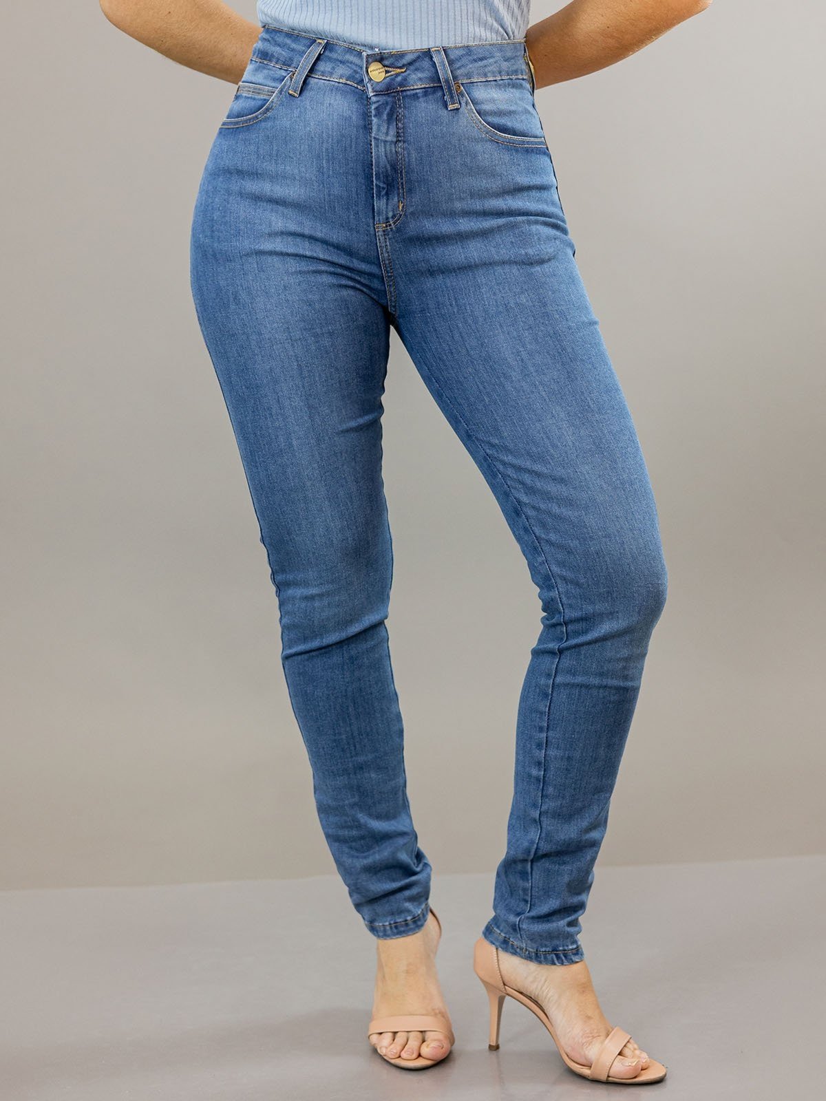 Calça Skinny Feminina Jeans Elastano Cintura Alta Anticorpus