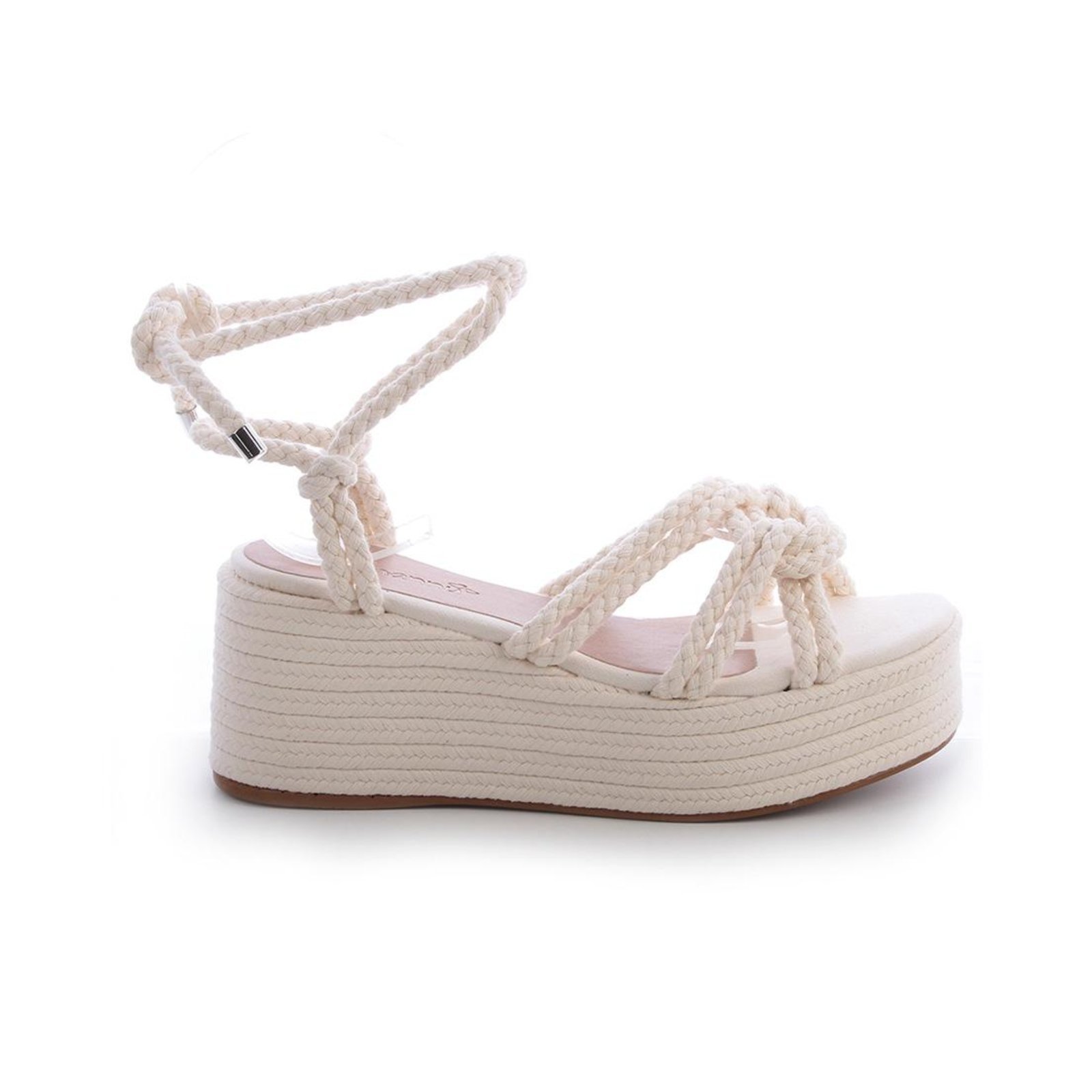 Sandália Feminina Flatform Cordas Damannu Shoes Hope Off White