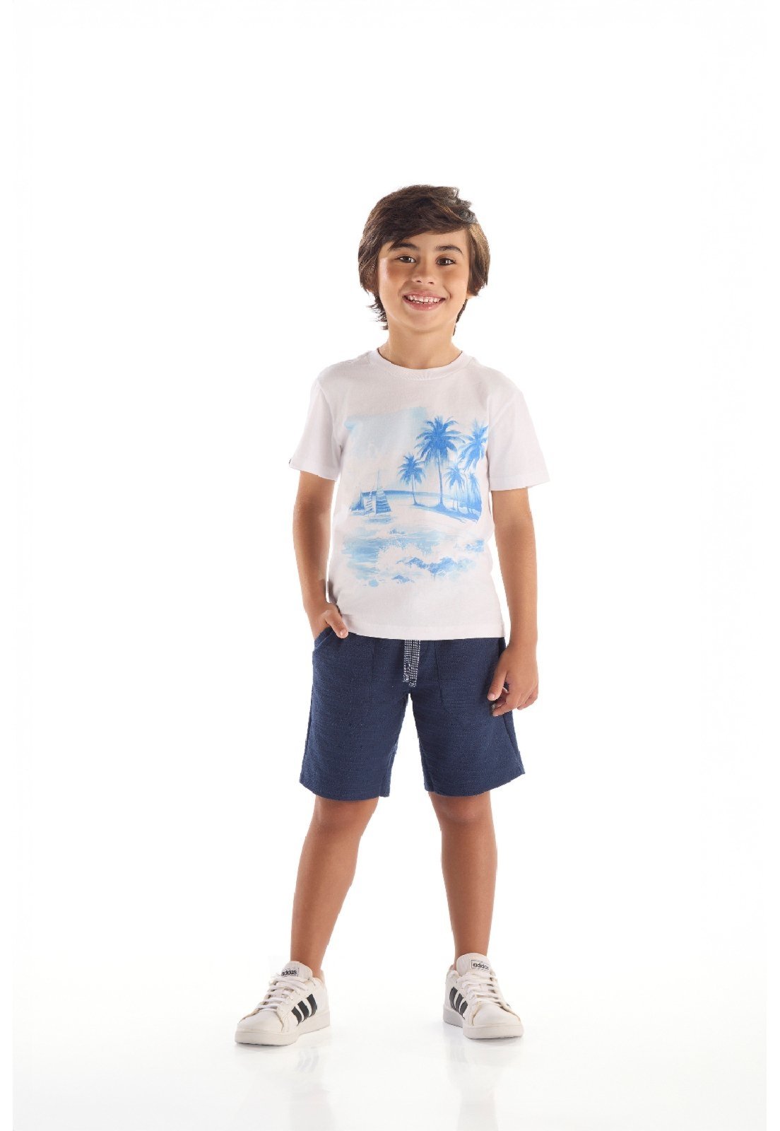 Infantil - Camiseta Algodão Estampa Frontal Quimby Branco