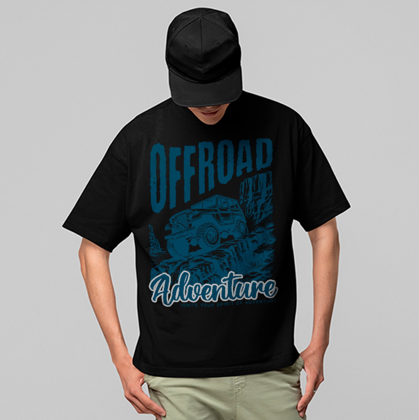 Camiseta Oversized 4x4 Off Road Aventura Lifestyle Unissex Preto