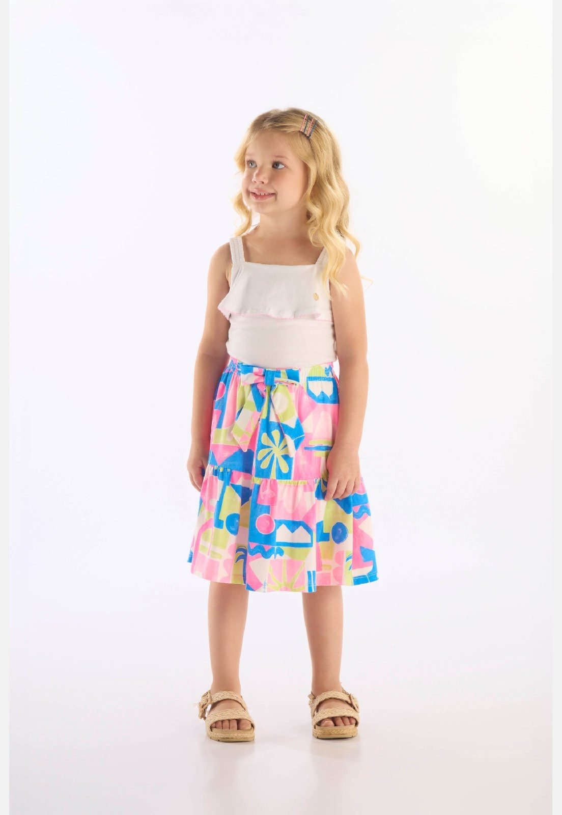 Infantil - Conjunto Blusa Saia Midi Up Baby Branco