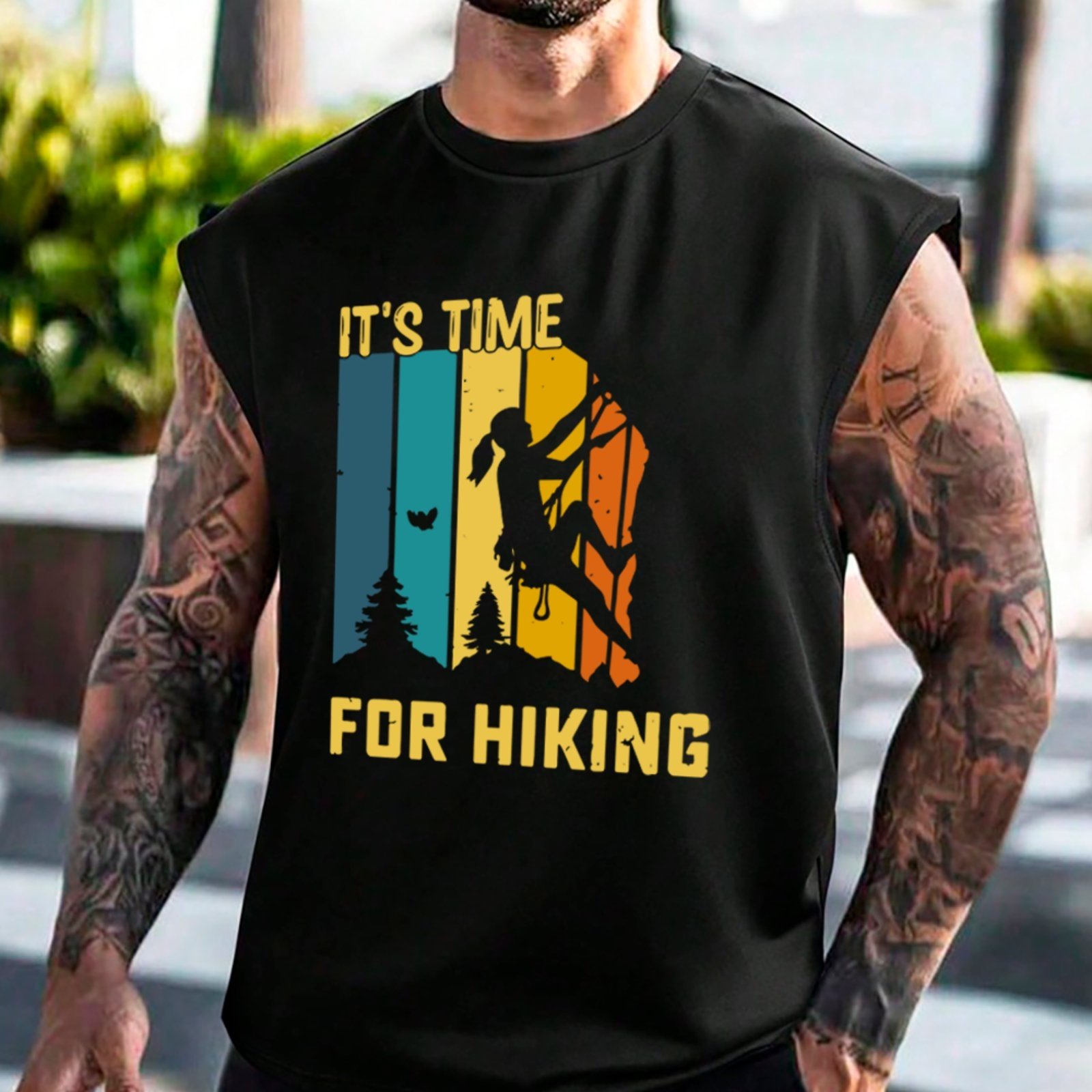 Camiseta Regata Machão Ousy Trilha e Escalada Outdoor Adventure Oversized Masculina Preto