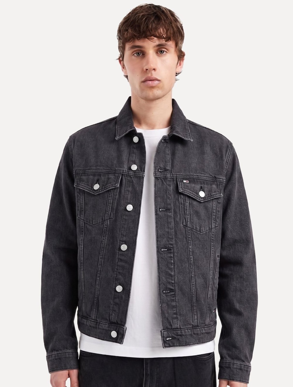Jaqueta Tommy Jeans Masculina Regular Ryan Trucker Cinza