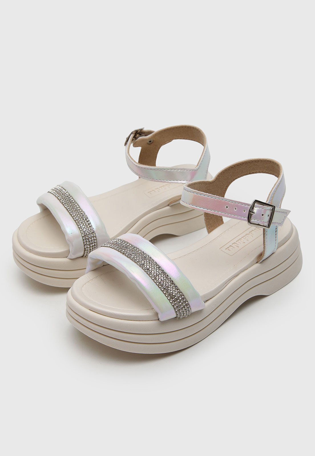 Infantil - Sandália Molekinha Brilhante com Fivela Off White