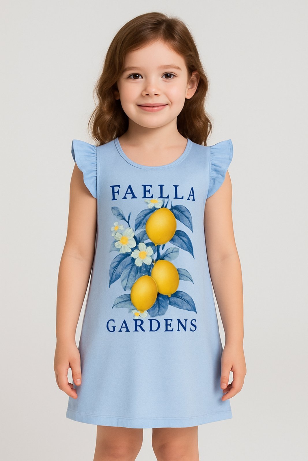 Vista 3 Infantil - Vestido Verão Feminino Gardens Mega - Azul Mega Kids unico azul Mega Kids unico azul