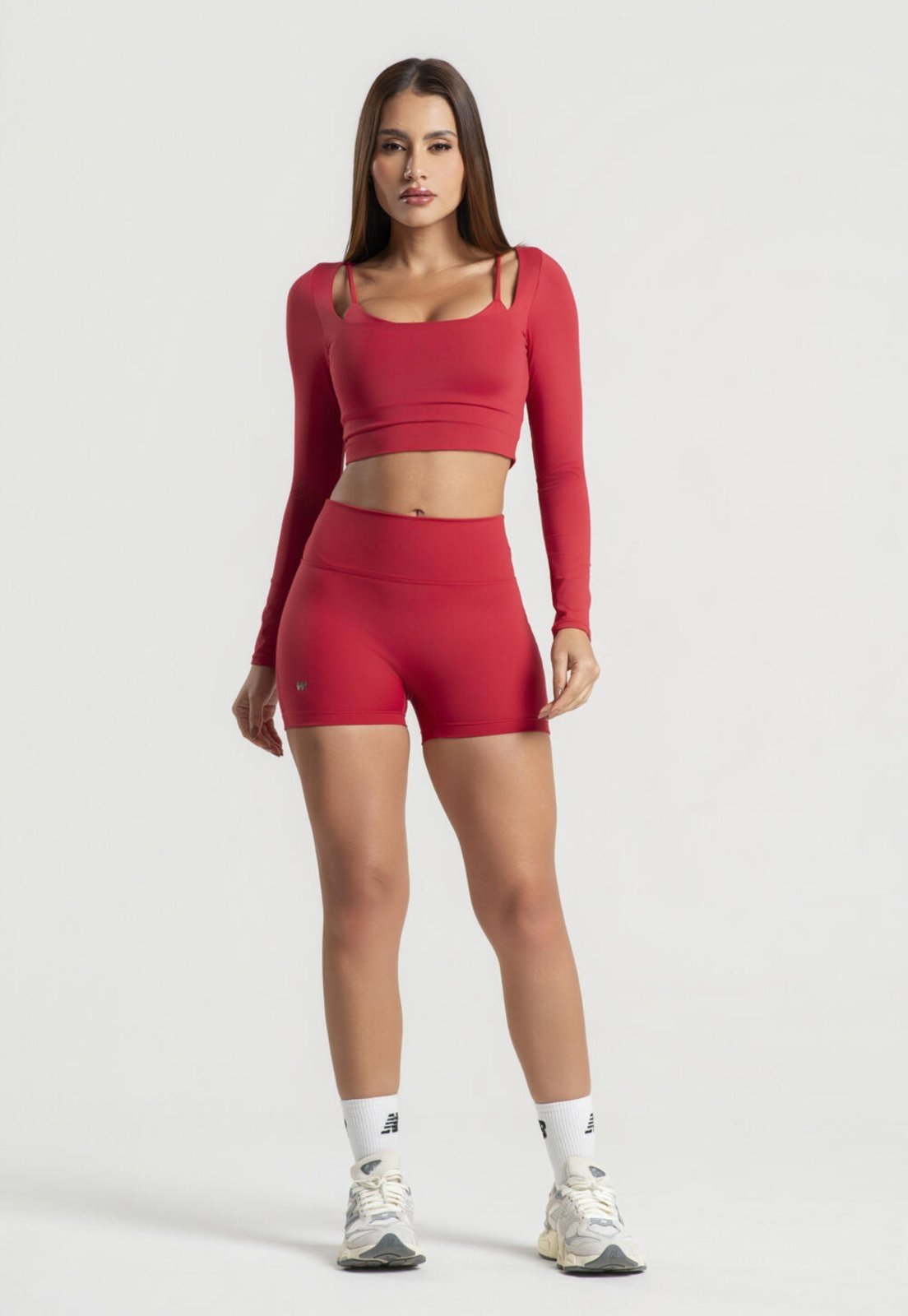 Cropped Manga Longa Decote Quadrado Vermelho Grená Wemood Tp016-015 Vermelho