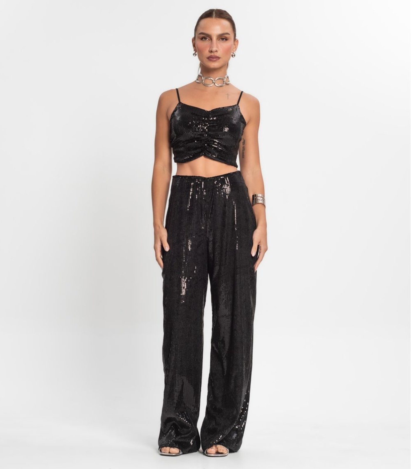 Calça De Paetê Feminina Endless Preto