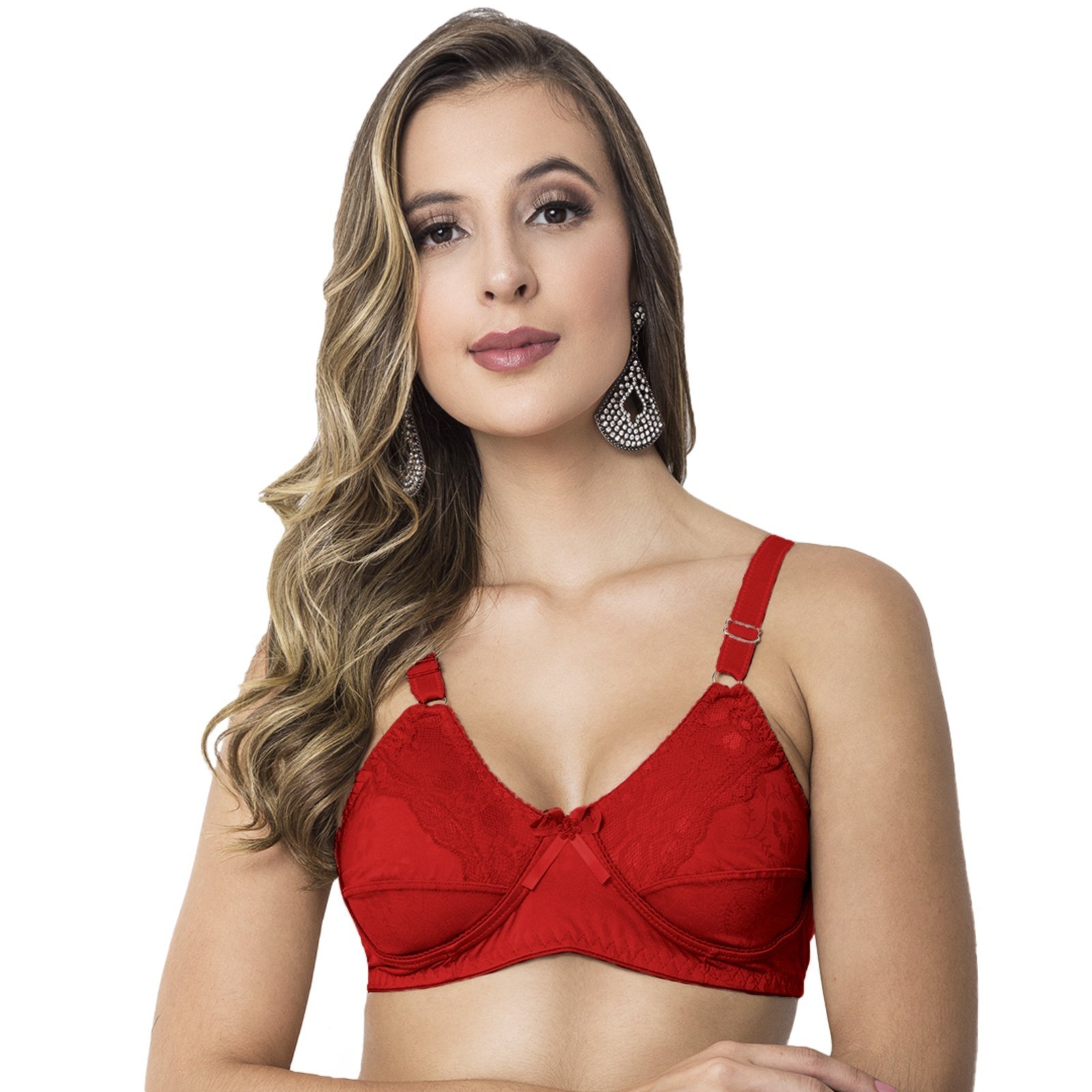 Sutiã Tetê Variedades Microfibra Confortável Fresco Vermelho