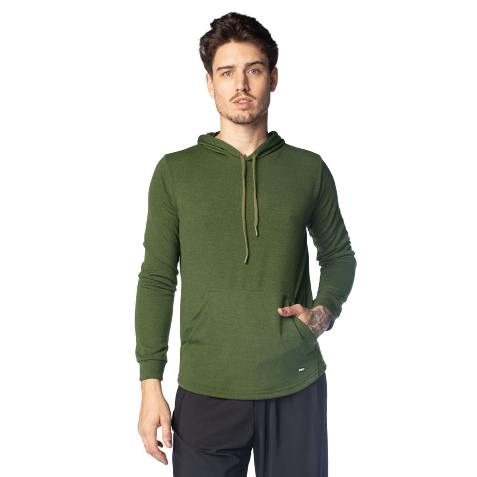 Vista 2 Blusa Masculina Over Surf Capuz Bolso Canguru Floresta verde Over Surf verde