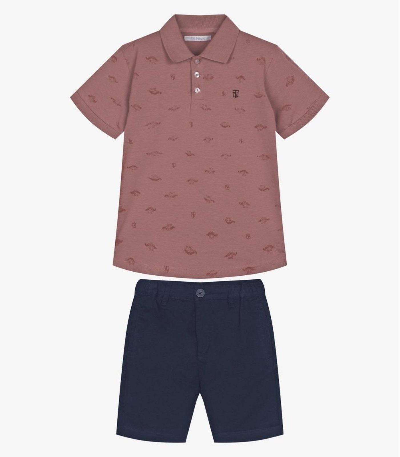 Infantil - Conjunto Polo Com Bermuda Trick Nick Rosa