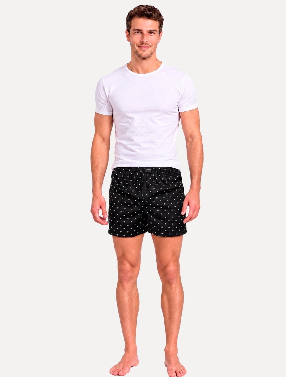 Cueca Calvin Klein Samba Canção Modern Print Diamond Logo Preta