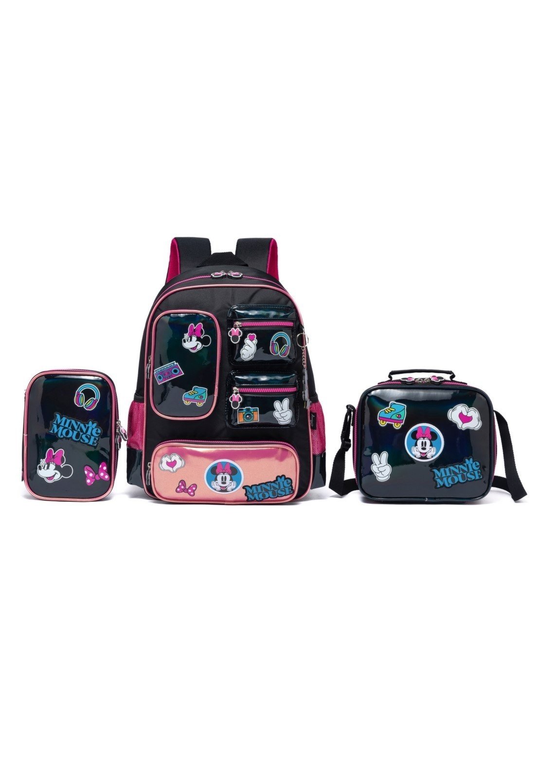 Infantil - Kit Mochila Lancheira Estojo Reforçada Minnie Disney