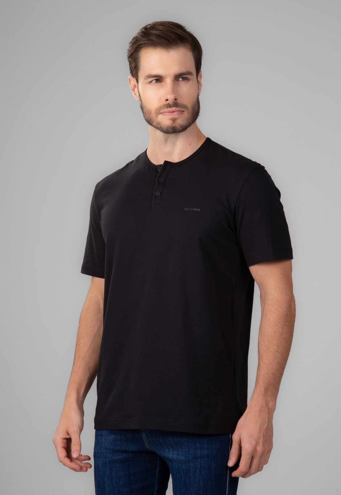 Camiseta Traymon Slim Gola Portuguesa Preto