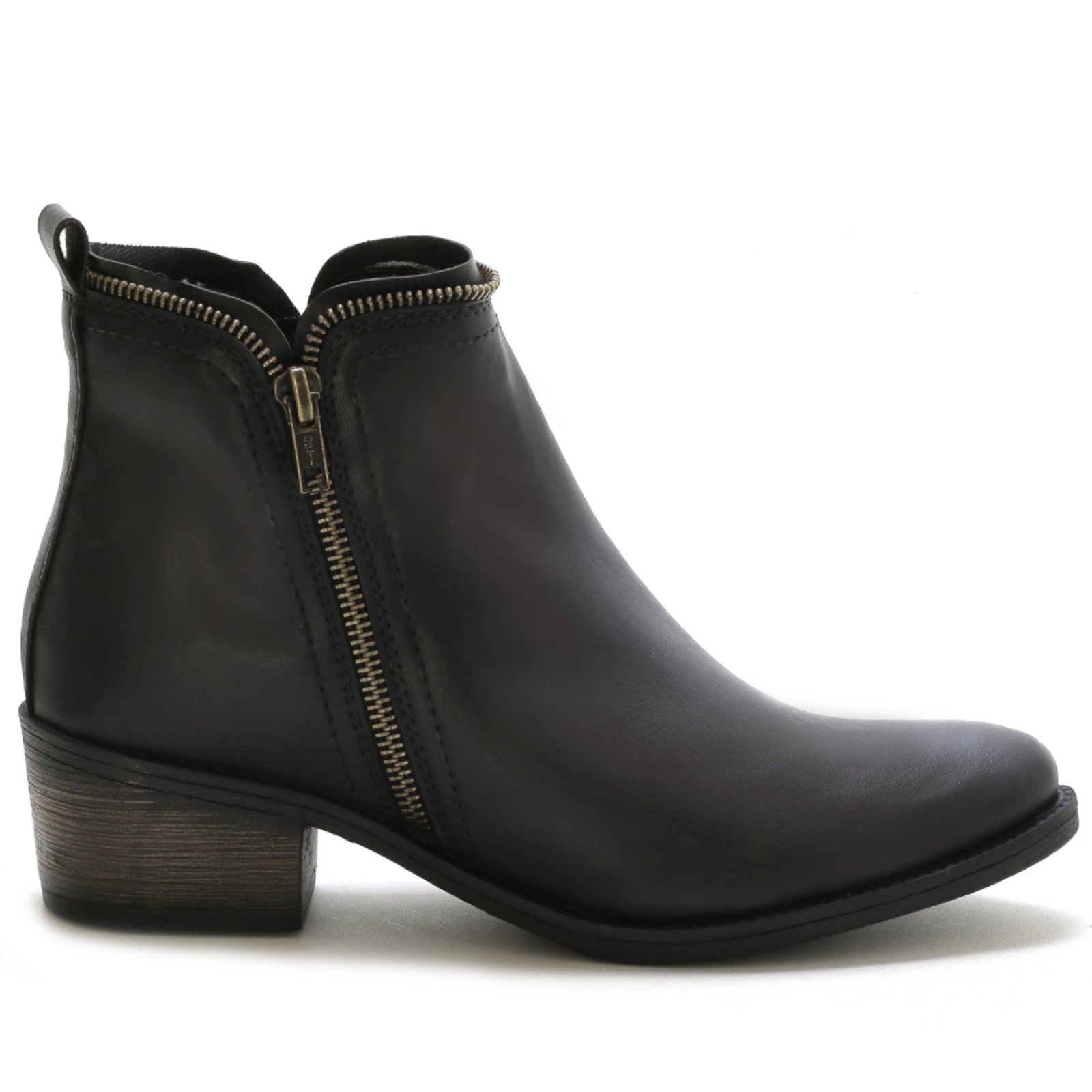 Bota Feminina Lavini Coturno Ziper Lateral Salto Baixo Café