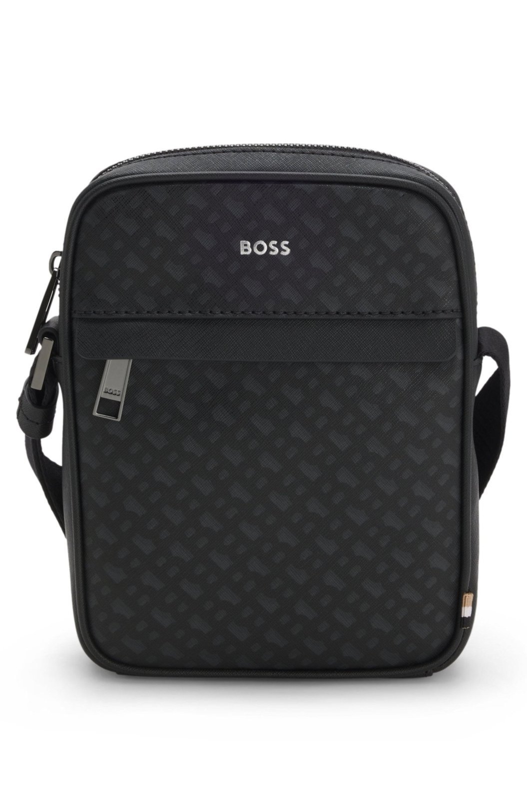 Vista 2 Bolsa Repórter Com Monograma E Logo Metalizado Boss preto Boss preto