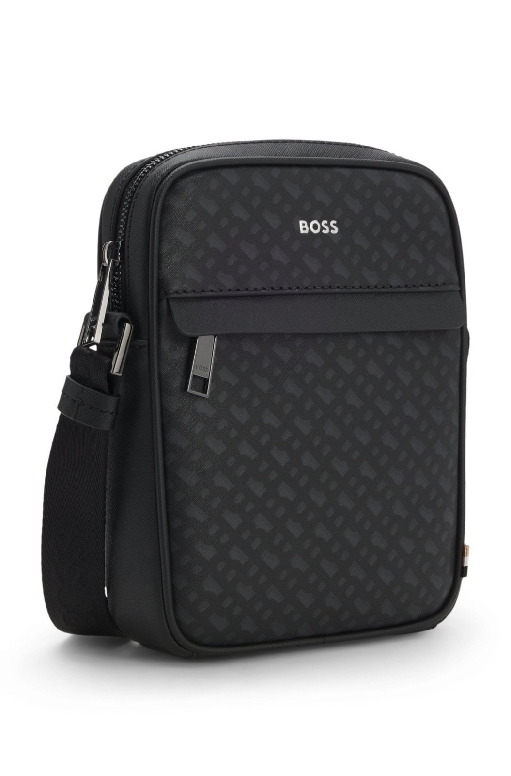 Vista 3 Bolsa Repórter Com Monograma E Logo Metalizado Boss preto Boss preto