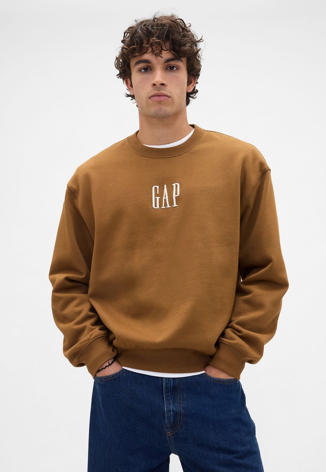 Blusa de Moletom Masculina GAP Logo Palomino Brown