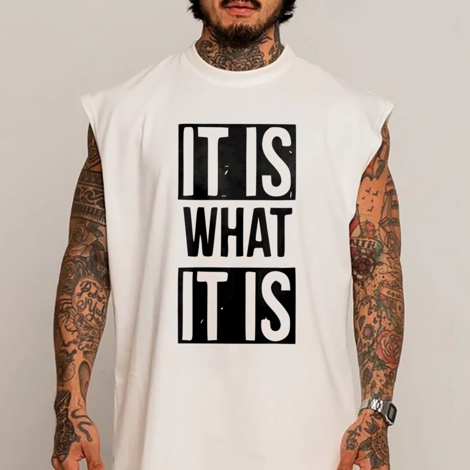 Camiseta Regata Machão It Is What It Is Streetwear Estilo Premium Branco