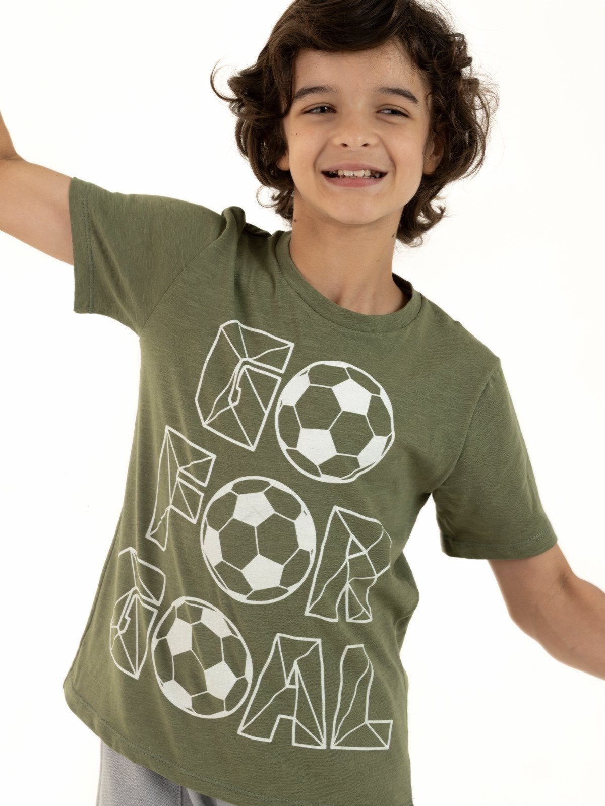 Vista 2 Infantil - Camiseta Menino De Verão Manga Curta em Algodão Gol de Placa Magicamente Magicamente Kids branco Magicamente Kids branco