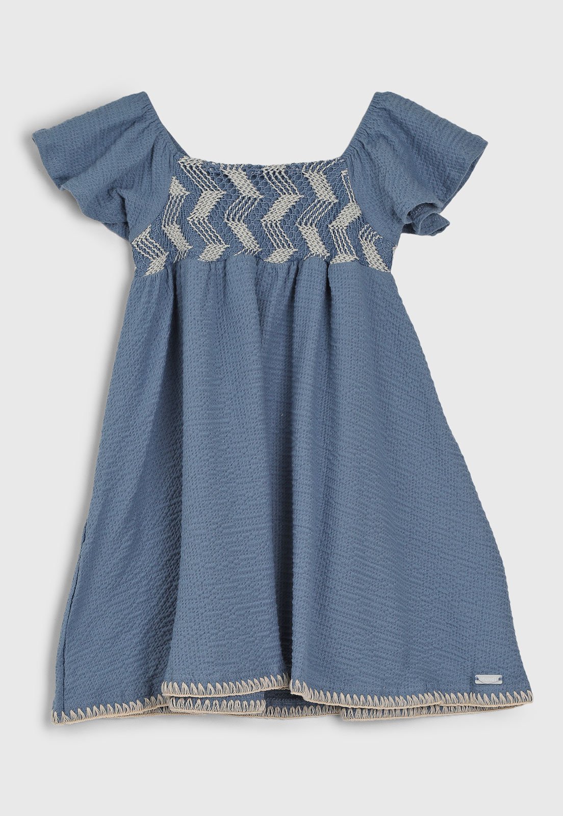 Infantil - Vestido Brandili Mundi Decote Quadrado Azul