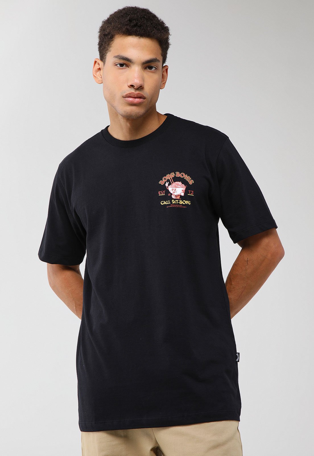Camiseta Masculina Billabong Lunch Break Lamen Preta