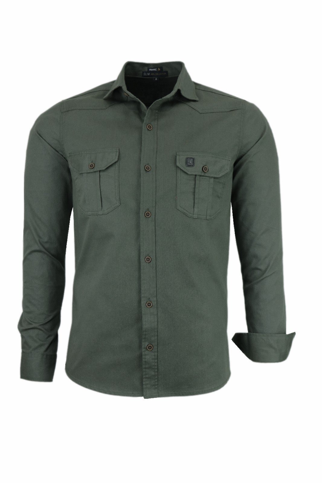 Camisa Manga Longa Amil Scorpion Modelagem Comfort Tecido Sarja Algodão 1747 Militar