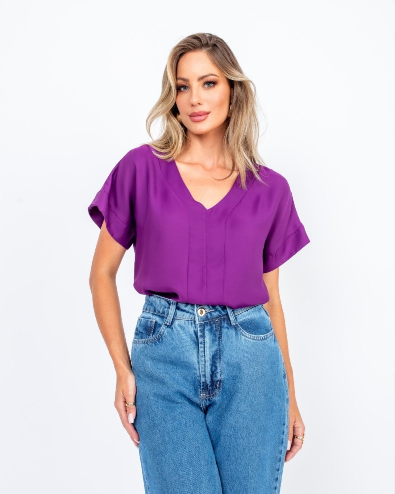 BLUSA DE CETIM AZALEA ROXA Roxo