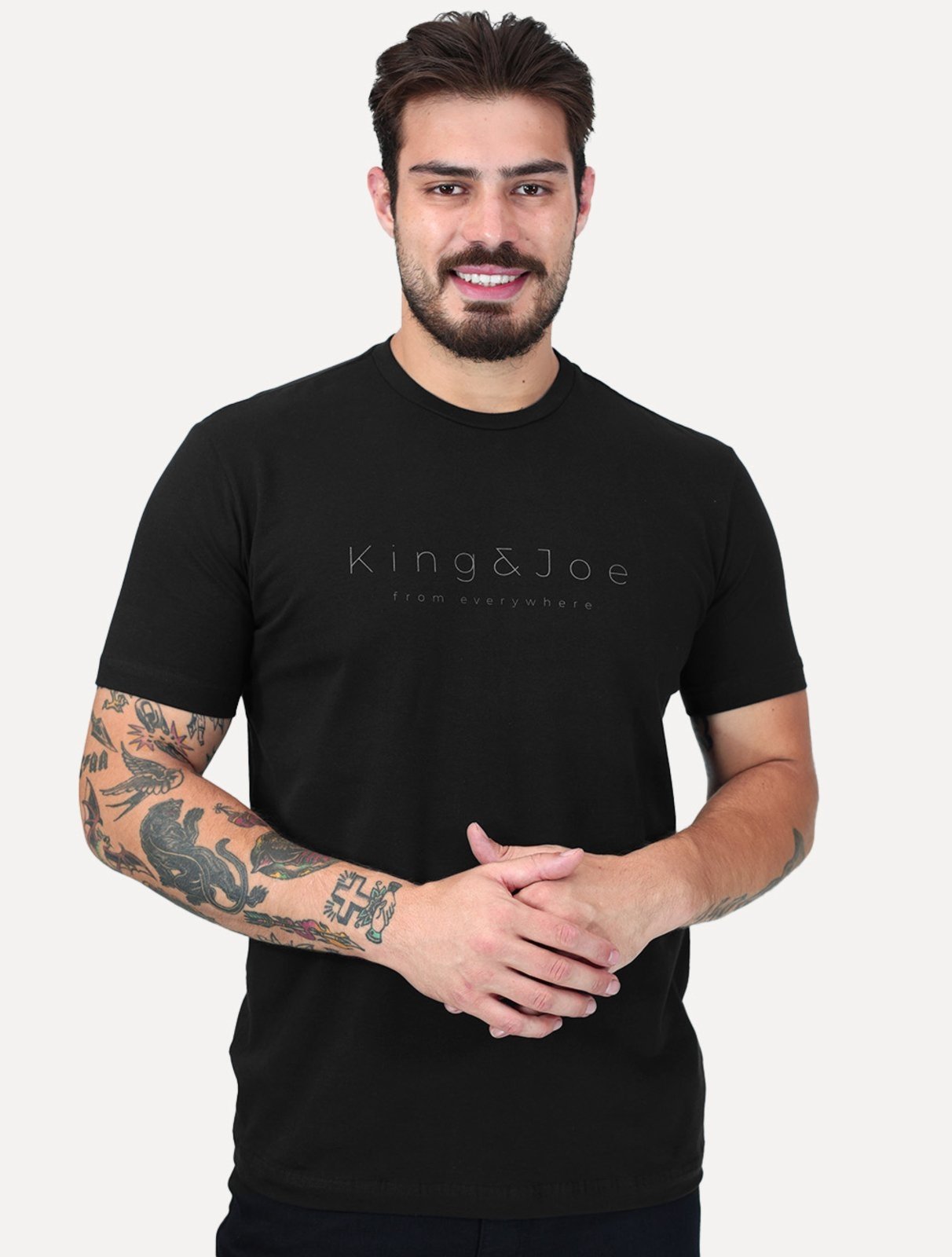 Camiseta King & Joe Masculina Premium Cotton Flex Estampada Preto