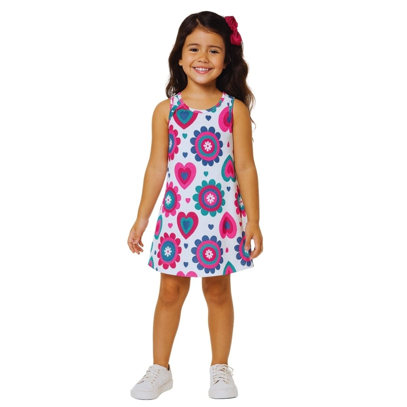 Vista 3 Infantil - Kit Vestido Kyly Alça Finas Floral e Azul azul marinho/branco Kyly azul marinho/branco