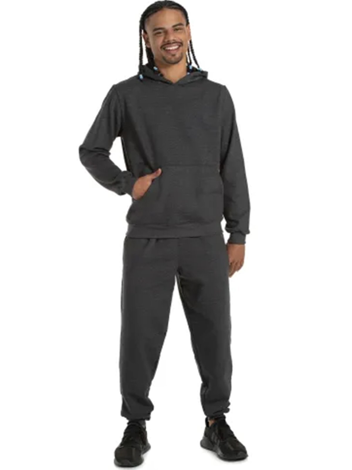 Conjunto Moletom Fechado Liso Calça E blusa Canguro Masculino Mooboo Moleton Masculino Blusa de Frio Lisa Calça slim Chumbo cinza escuro