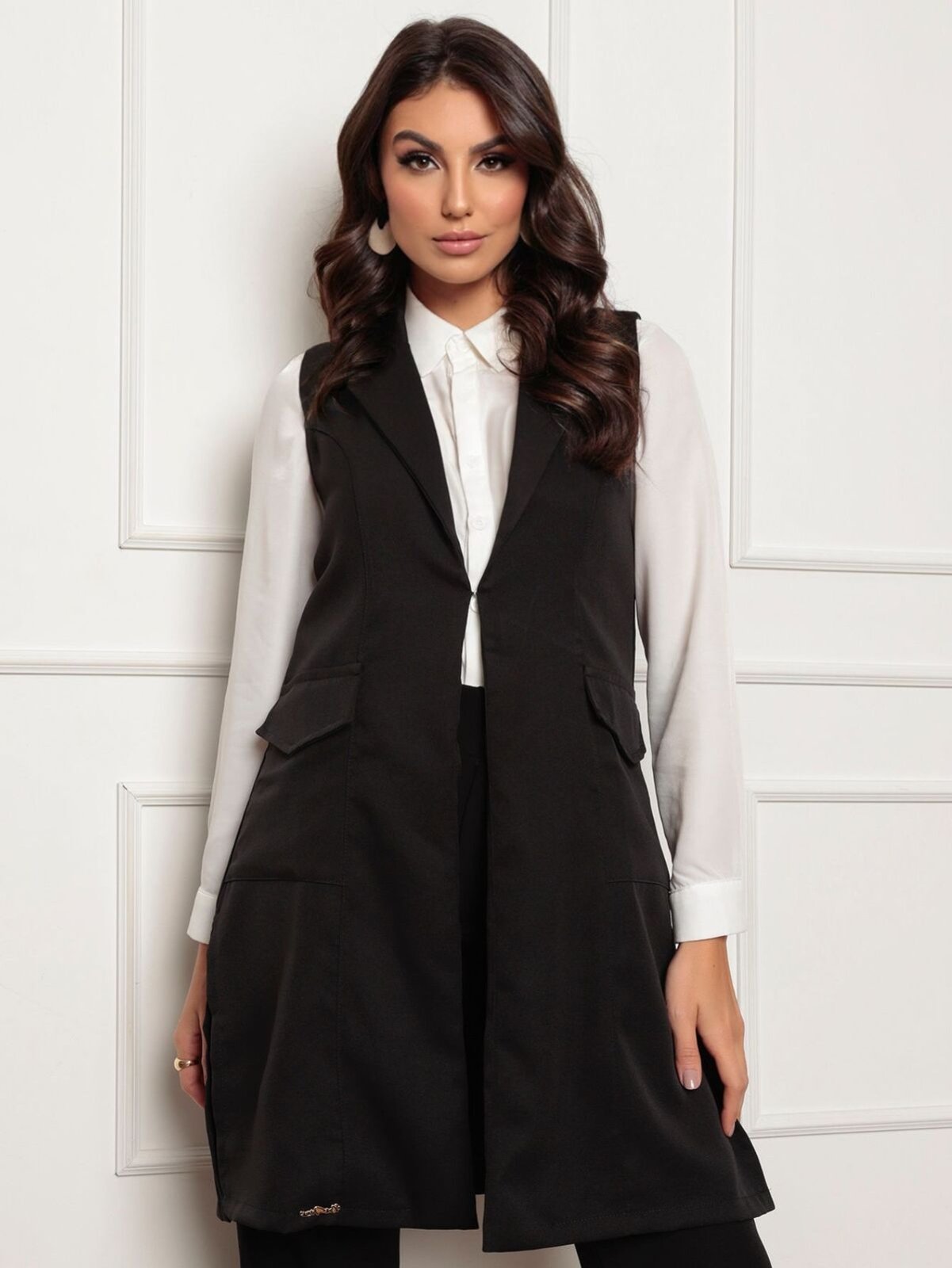 Jaleco Feminino Josi Sem Manga Dra Maia Preto