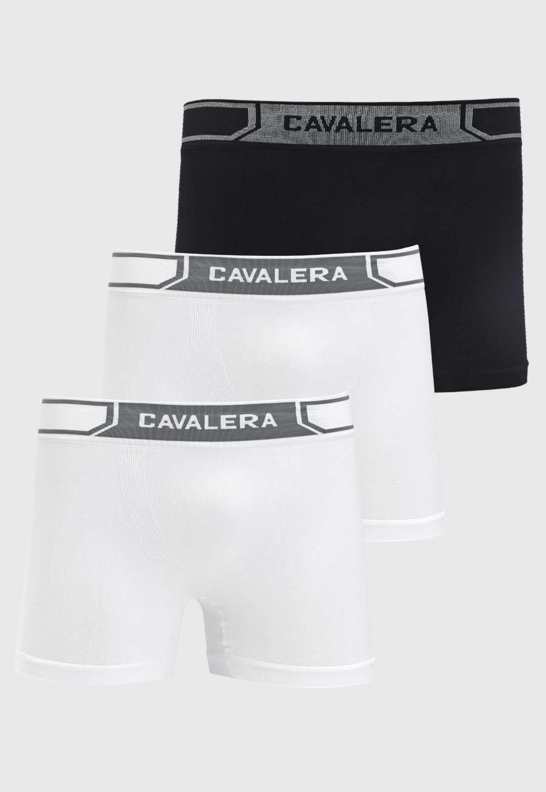 Vista 2 Kit 3 Cuecas Boxer Masculina Cavalera Sem Costura Branca branco Cavalera branco