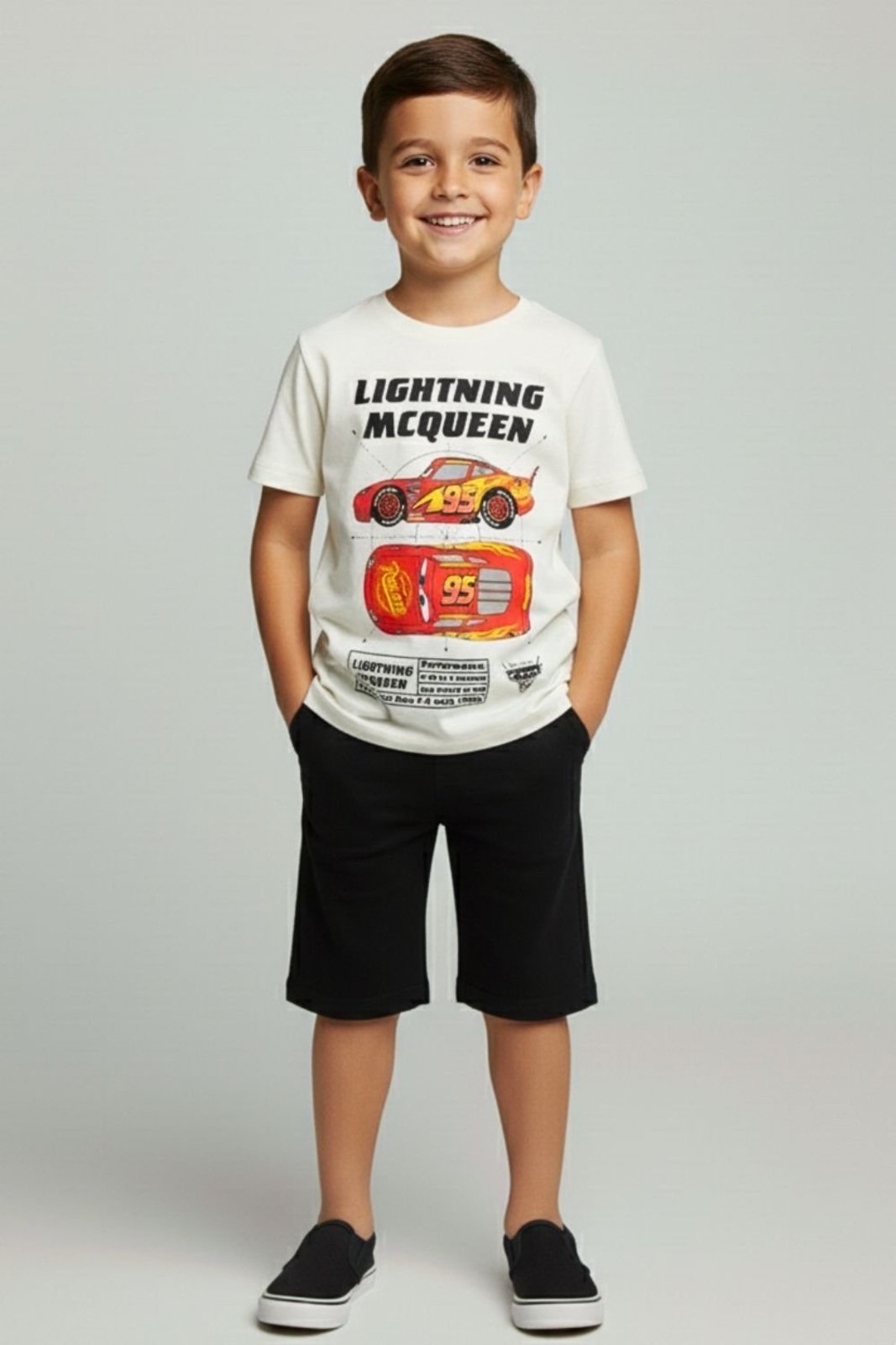 Vista 2 Infantil - Camiseta Bem Vestir Masculina Mcqueen Off White Disney off-white white Disney off-white white