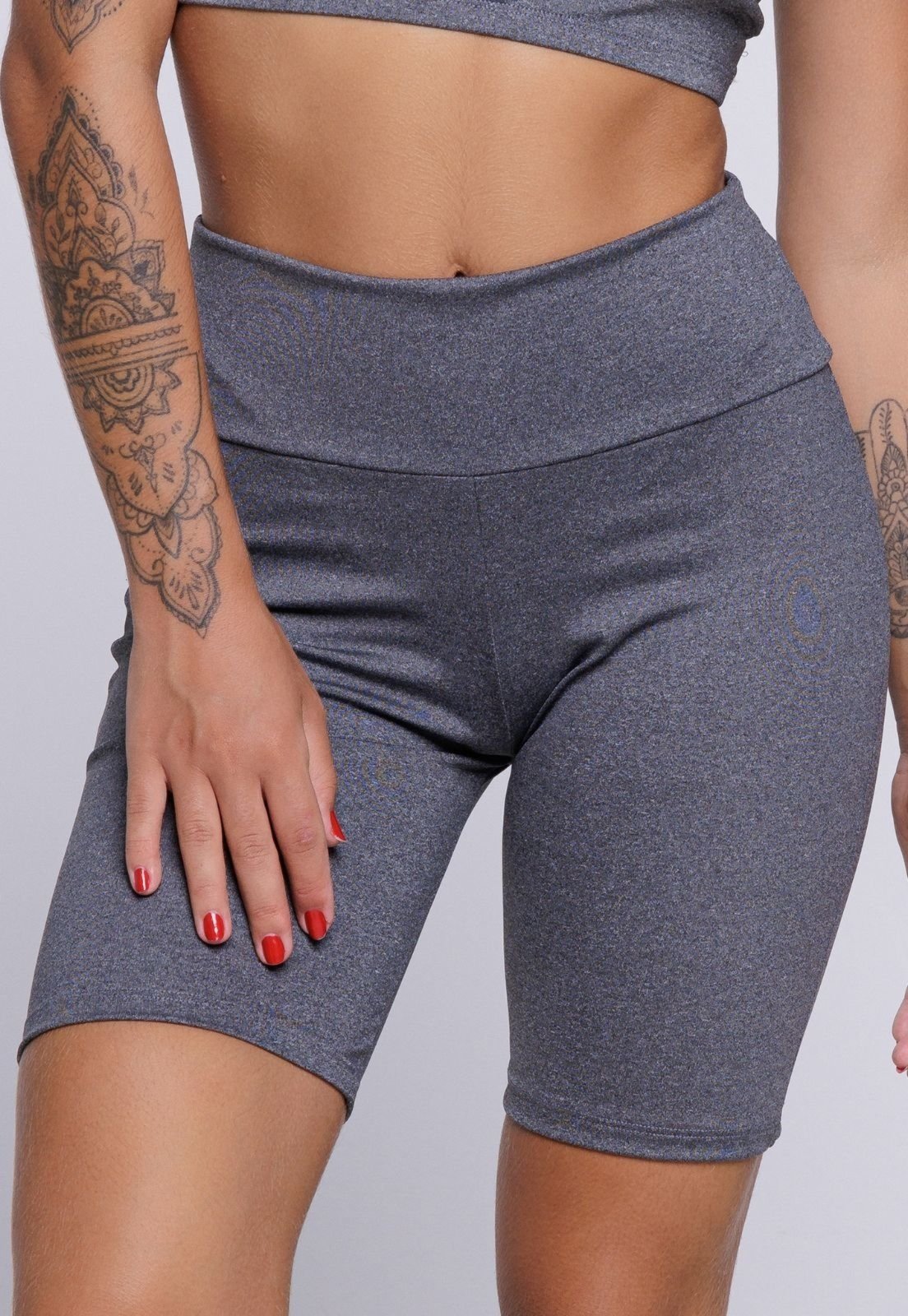 Vista 2 Bermudinha Vekyo Legging Fitness Vermelho cinza VEKYO cinza