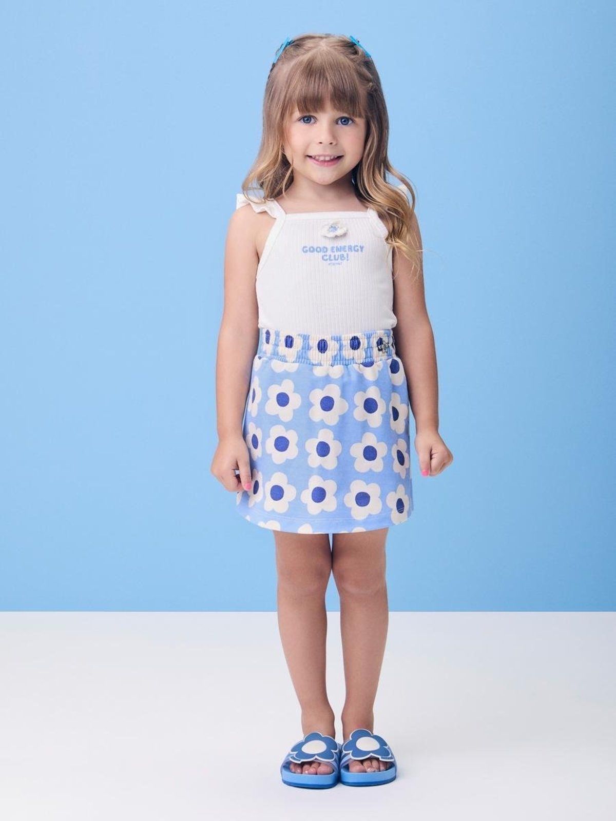Infantil - Conjunto Azul com Aplique de Flor