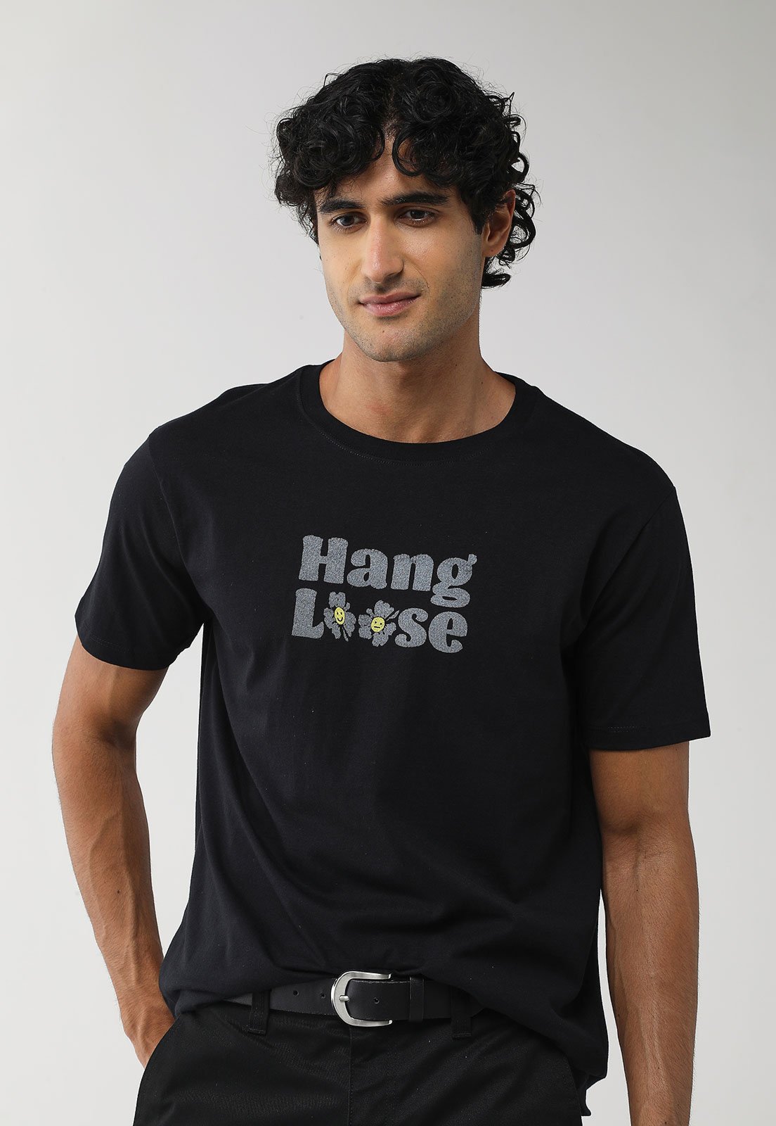 Camiseta Masculina Hang Loose Silk Daisy Preta