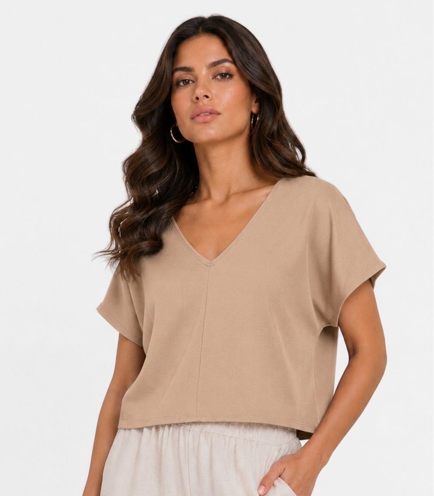 Blusa Feminina Com Devote Em V Infinita Cor Marrom