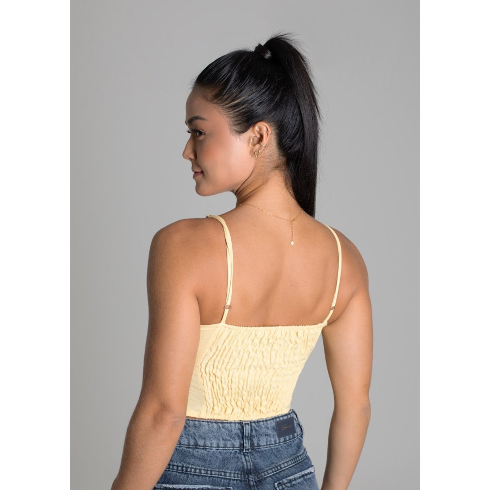 Vista 3 Cropped Sawary Fashion Barra Anatômica azul Sawary Fashion azul