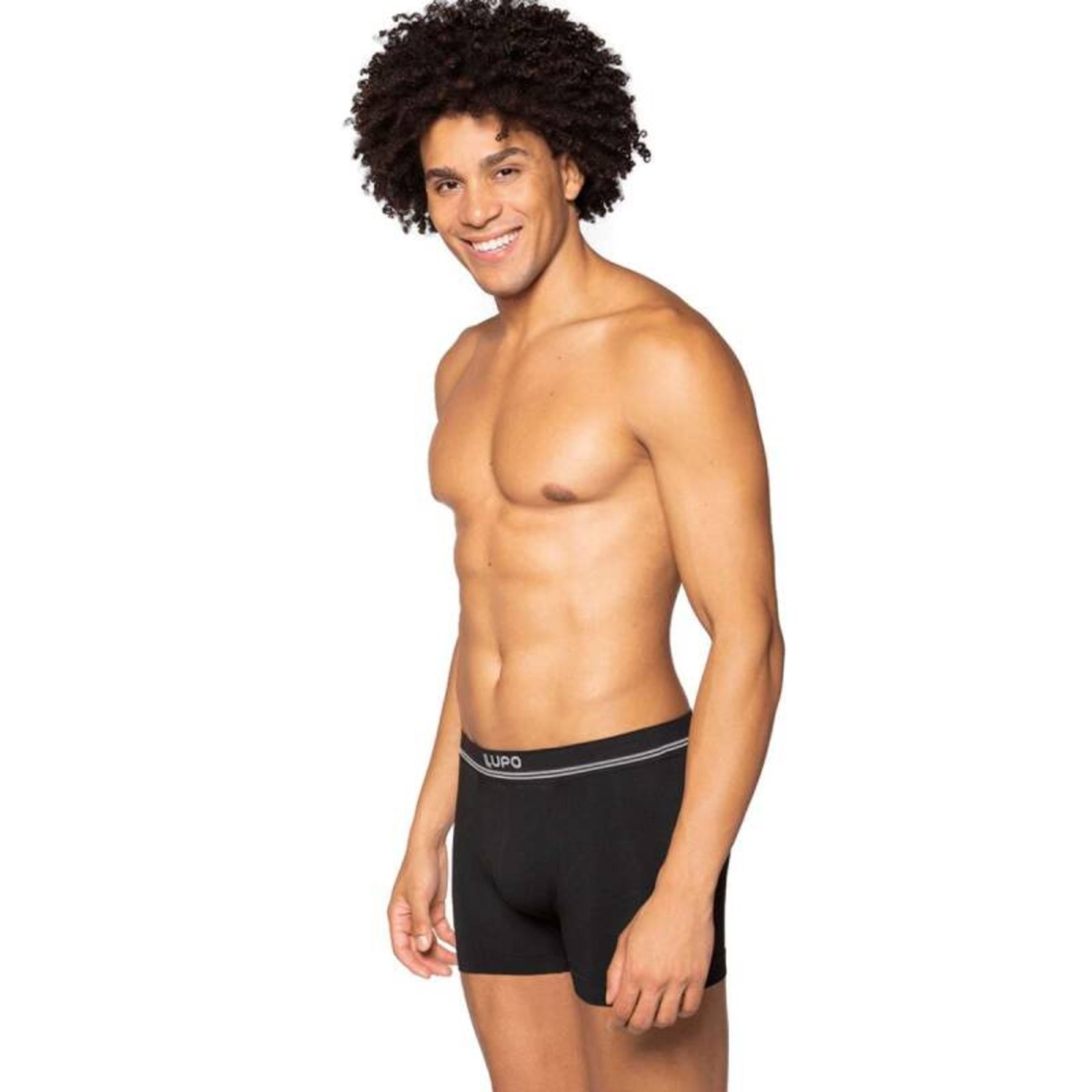 Vista 3 Cueca Lupo Boxer Microfibra Sem Costura - Masculina azul Lupo azul