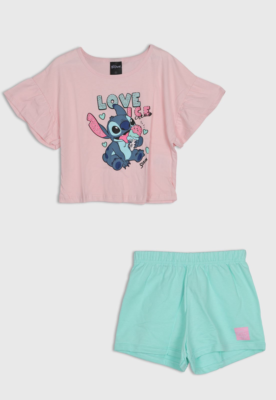 Infantil - Conjunto Brandili Estampa Stitch Rosa